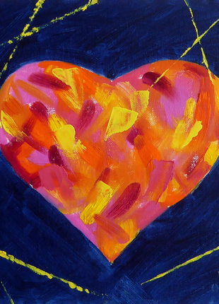 Сучасна абстрактна картина з серцем. оригінал . олія, полотно на стенді. ідея для подарунка