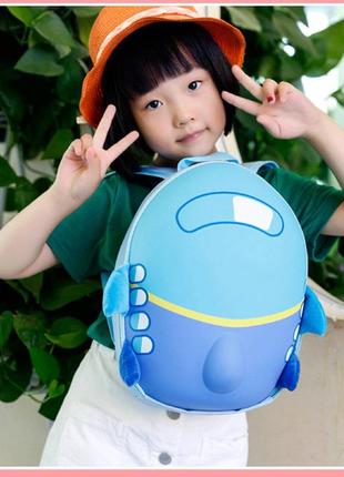 Рюкзак детский. самолет, голубой. каркасный.