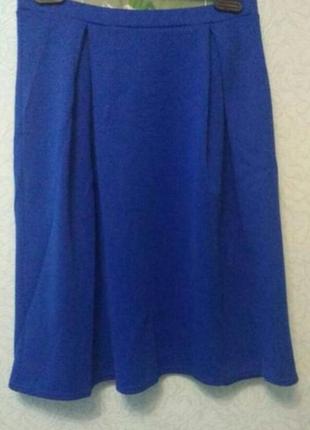 Ярко- синяя юбка, оттенок индиго, королевский синий,миди3 фото