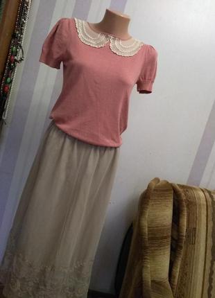 Натуральная хлопкавая трикотажная блуза , кофта в винтажном стиле1 фото