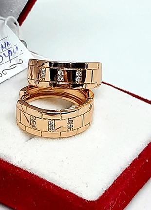 Серьги колечки позолоченные, сережки позолота