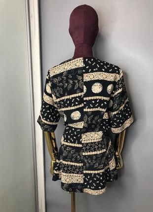 Paco rabanne винтажная шёлковая блузка на запах принт эксклюзивная блуза в винтажном стиле6 фото