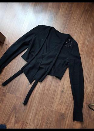 Кардиган ангора кофта блуза болеро пайетки цветок люрекс бисер