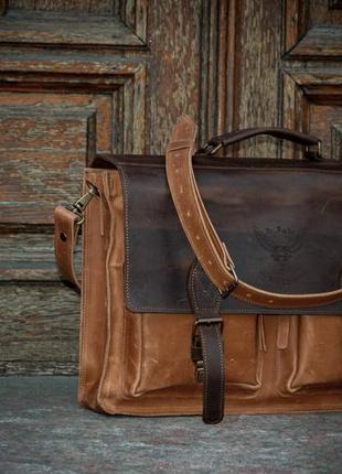 Деловой мужской кожаный портфель, кожаная мужская сумка по ноутбук2 фото