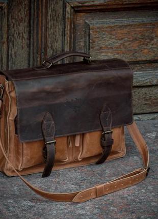 Деловой мужской кожаный портфель, кожаная мужская сумка по ноутбук3 фото