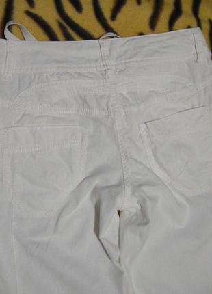 Льняные белые женские штаны, льняные брюки, прямые разм 8 42-445 фото