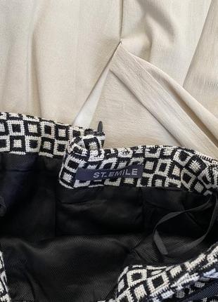 Качественная шерстяная юбка с поясом юбка в клетку в квадратики черно белая юбка мини4 фото