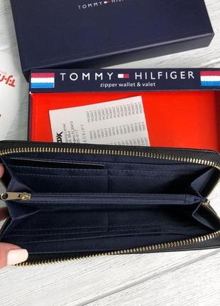 Жіночий гаманець tommy hilfiger синій на блискавці клатч подарунок на 8 березня в стилі3 фото