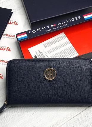 Женский кошелек tommy hilfiger синий на молнии клатч подарок на 8 марта в стиле2 фото