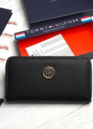 Жіночий гаманець tommy hilfiger чорний на блискавці клатч подарунок на 8 березня1 фото