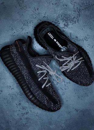 Adidas yeezy boost 350 v2 спортивні жіночі кросівки адідас чорні рефлективні