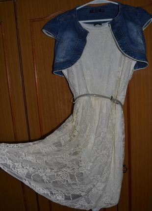 Сукня evita нове гіпюрову короткий смачного ванільного кольору на підкладі