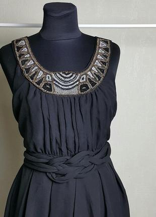Черное оригинальное платье с бисером винтаж ретро3 фото