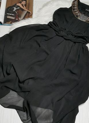 Черное оригинальное платье с бисером винтаж ретро6 фото