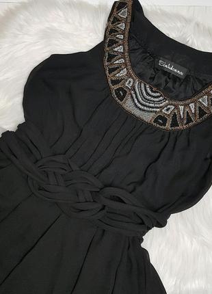 Черное оригинальное платье с бисером винтаж ретро7 фото
