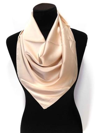 Платок косынка однотонный шелк бежевый нюд шелковый новый качественный