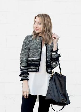 Твидовый жакет пиджак этно бохо h&m