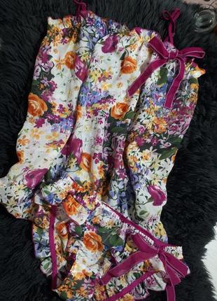 Піжама з квітковим принтом/піжамний комплект/піжама