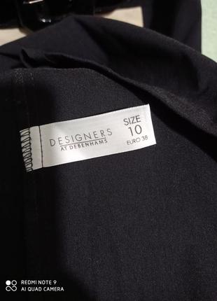 36 вискозное деловое нарядное  короткое черное платье с лаковым пояском debenhams4 фото