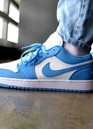 Nike jordan 1 low white blue, кроссовки найк джордан мужские2 фото