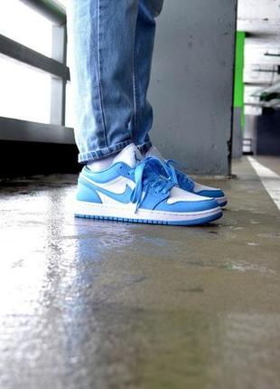 Nike jordan 1 low white blue, кроссовки найк джордан мужские3 фото