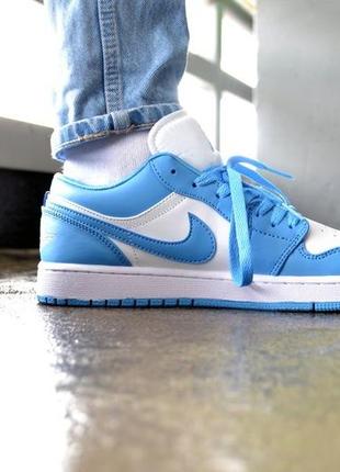 Nike jordan 1 low white blue, кроссовки найк джордан мужские4 фото