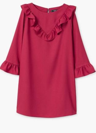 Красное платье с воланом mango 3