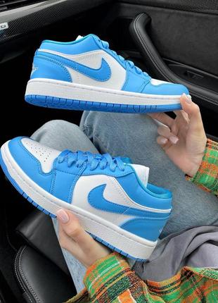 🌼💙nike air jordan 1 low white blue💙🌼женские кроссовки найк эир джордан низкие