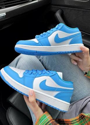 🌼💙nike air jordan 1 low white blue💙🌼жіночі кросівки найк еір джордан низькі2 фото