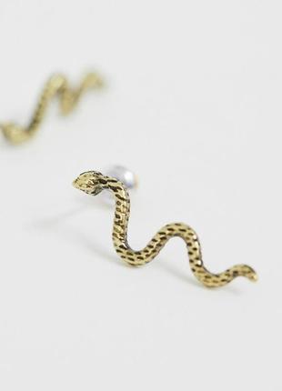 🐍🌷 стильные серьги-гвоздики "змейки" в винтажном стиле от asos оригинал2 фото