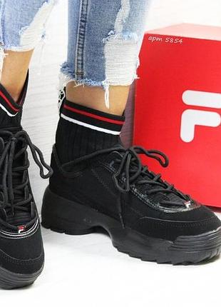 Fila кроссовки с носком, 36-41 размер, новинка, нубук натуральный