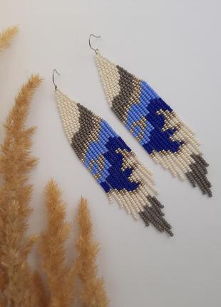 Остання пара!!сережки з бісеру перлинні мармурові, стильні прикраси, подарунок для неї