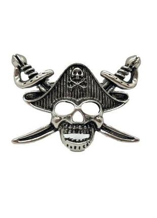 ☠️🌊 цікава брошка "череп пірат" сріблясті значок брошка веселий роджер1 фото
