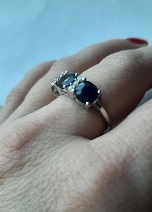 Серебряное кольцо с сапфиром3 фото
