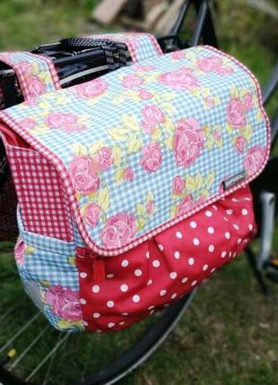 Велосипедна сумка jasmin rosa з квітковий принт double pannier rose colourmix 20l basil1 фото