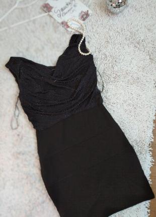 Маленькое чёрное платье с блёстками  сукня маленька чорна коротка тюльпан вечірня коротка