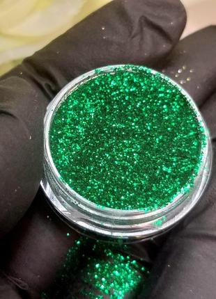 Зеркальный блеск 23 зеленый изумрудный, глиттер песочек для дизайна ногтей
