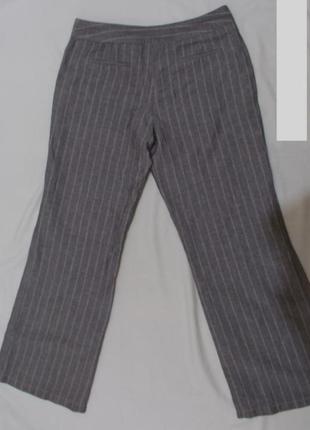 Лляні штани прямі сіро-бежеві в смужку *per una* 48-50р2 фото