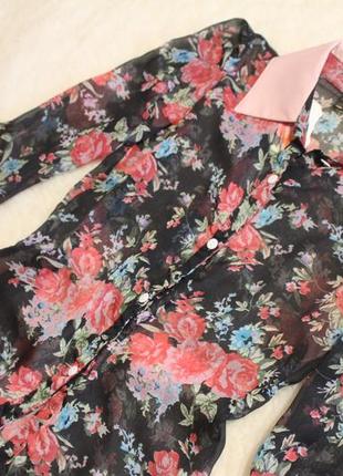 Шифонова блуза рубашка з квітовим прінтом3 фото