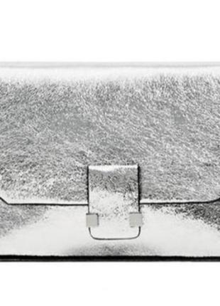 Сумка срібляста крос-боді zara на ланцюжку через плече