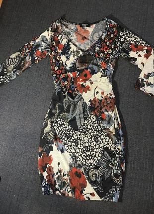 Платье в цветочек платье летнее с притом короткое с рукавами сарафан женский