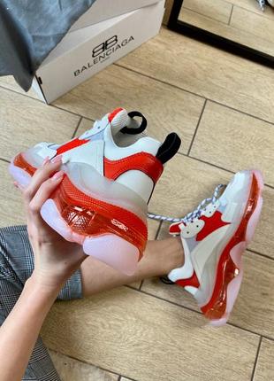B. triple s clear sole white & red2 фото
