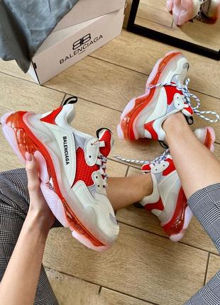 B. triple s clear sole white & red4 фото