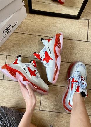 B. triple s clear sole white & red5 фото
