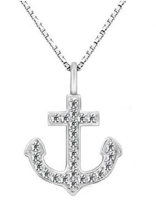 🏵ювелирный кулон в стразах якорь на цепи, новый! арт. 1814