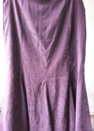 Красивая юбка годе цвета баклажан под замшу3 фото