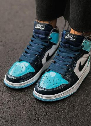 Nike air jordan 1 retro high blue glow, шикарные кроссовки найк джордан4 фото