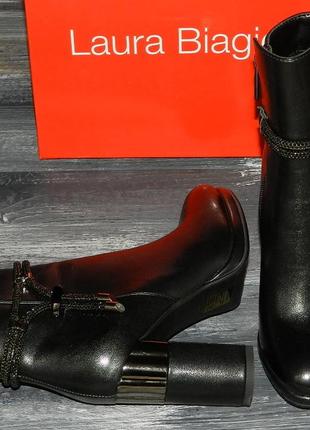 Женские оригинальные, кожаные, стильные ботинки laura biagiotti на устойчивом каблуке3 фото