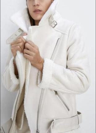 Дубленка авиатор оверсайз zara