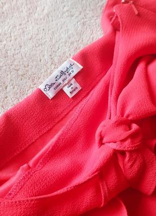 Шикарная ярко красная двухслойная юбка с завязкой спереди2 фото